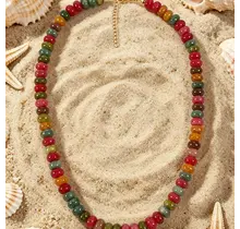 Goodies Label Natuursteen Kralenketting Berry Multicolor – 18K PVD