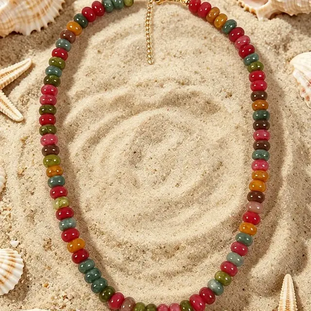 Goodies Label Natuursteen Kralenketting Berry Multicolor – 18K PVD