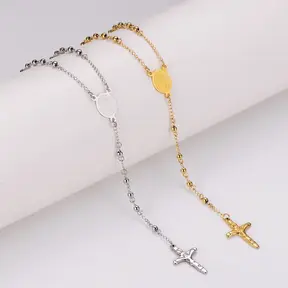 Goodies Label Rosary Cross Ketting Stainless Steel – Goud of Zilver