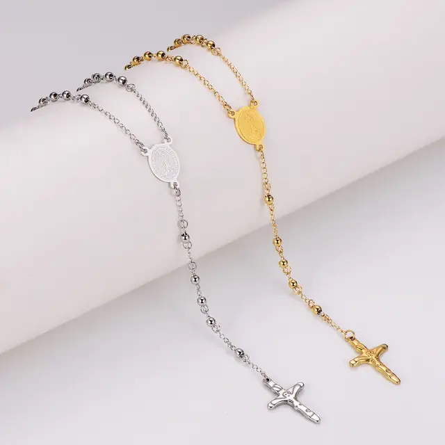 Goodies Label Rosary Cross Ketting Stainless Steel – Goud of Zilver