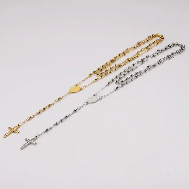 Goodies Label Rosary Cross Ketting Stainless Steel – Goud of Zilver