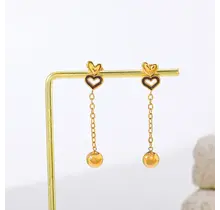 Goodies Label Double Heart Chain Oorbellen Goudkleurig – 304 Stainless Steel