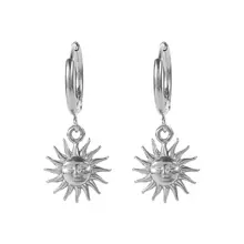 Goodies Label Sun Face Hoops Zilverkleurig – Zon Hanger