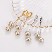 Goodies Label Pearl Drop Hoops – Goud of Zilver