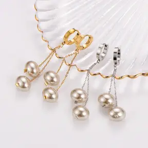 Goodies Label Pearl Drop Hoops – Goud of Zilver