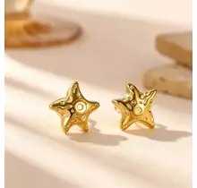 Goodies Label Bold Starfish Studs Goudkleurig – Stainless Steel