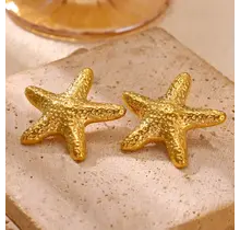 Goodies Label Statement Starfish Studs Goudkleurig – Stainless Steel