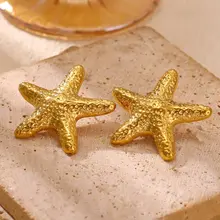 Goodies Label Statement Starfish Studs Goudkleurig – Stainless Steel