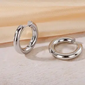 Goodies Label Chunky Hoops Zilverkleurig Titanium Steel – 14 mm