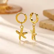 Goodies Label Starfish Charm Hoops Goudkleurig – Stainless Steel