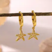 Goodies Label Sparkle Starfish Hoops Goudkleurig – Stainless Steel