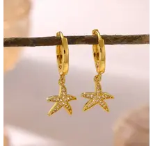 Goodies Label Sparkle Starfish Hoops Goudkleurig – Stainless Steel