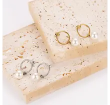 Goodies Label Pearl Drop Hoops Stainless Steel – Goud of Zilver