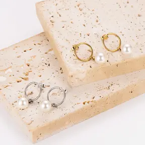 Goodies Label Pearl Drop Hoops Stainless Steel – Goud of Zilver