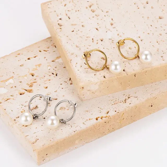 Goodies Label Pearl Drop Hoops Stainless Steel – Goud of Zilver