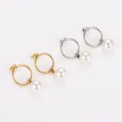 Goodies Label Pearl Drop Hoops Stainless Steel – Goud of Zilver