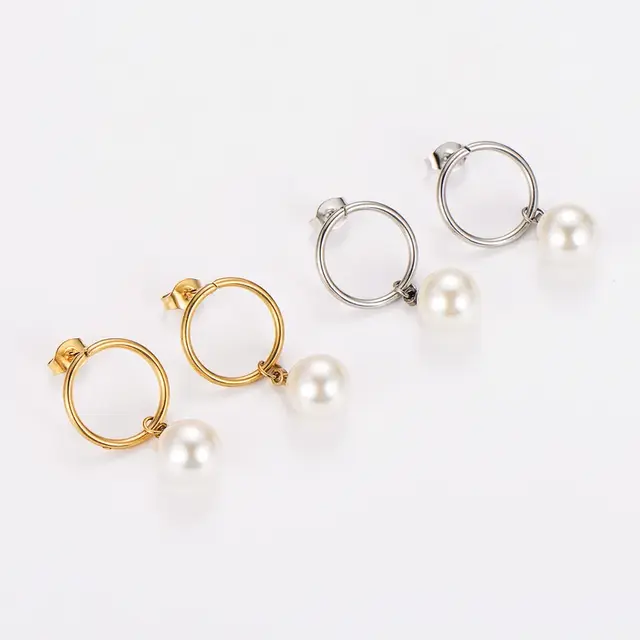 Goodies Label Pearl Drop Hoops Stainless Steel – Goud of Zilver