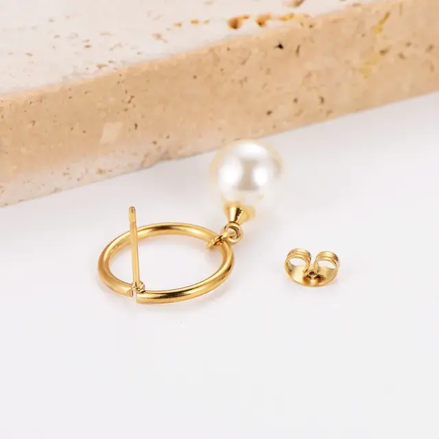 Goodies Label Pearl Drop Hoops Stainless Steel – Goud of Zilver