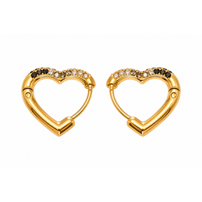 Goodies Label Heart Zircon Hoops Goudkleurig Small – 15 mm