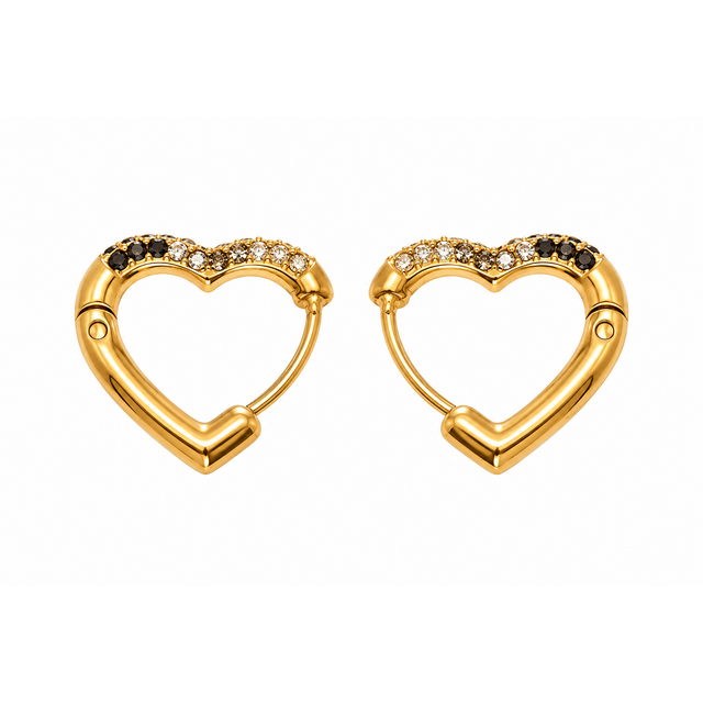 Goodies Label Heart Zircon Hoops Goudkleurig Small – 15 mm