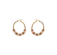 Goodies Label Beaded Hoops Goudkleurig – Titanium Steel