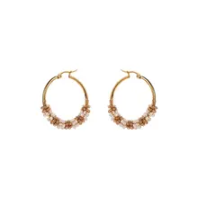 Goodies Label Beaded Hoops Goudkleurig – Titanium Steel