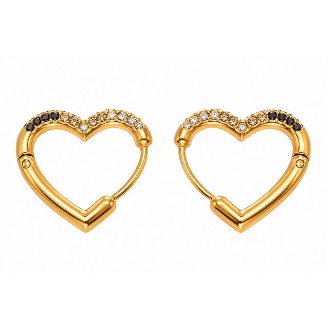 Goodies Label Heart Zircon Hoops Goudkleurig Large – 18 mm