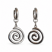 Goodies Label Spiral Drop Oorbellen Zilverkleurig – Stainless Steel