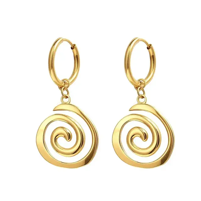 Goodies Label Spiral Statement Hoops Goudkleurig – Stainless Steel