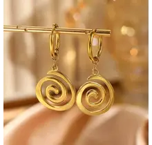 Goodies Label Spiral Statement Hoops Goudkleurig – Stainless Steel