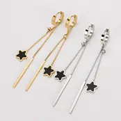 Goodies Label Star Drop Oorbellen – Goud- of Zilverkleurig Stainless Steel