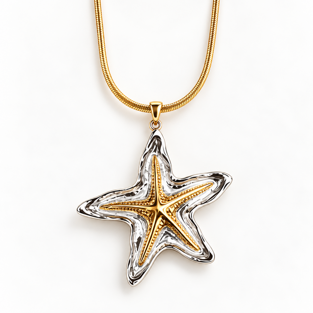 Producttitel Goodies Label Bicolor Statement Ster Ketting – Snake Chain 38 + 5 cm