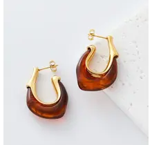 Goodies Label Organic Drop Oorbellen Amber Goudkleurig – 35 mm