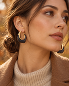 Goodies Label Organic Drop Oorbellen Zwart Goudkleurig – 35 mm