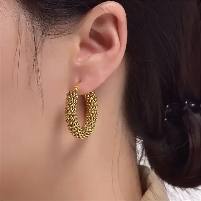 Goodies Label Textured Chunky Hoops Goudkleurig – Lichtgewicht