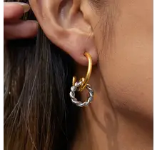 Goodies Label Bicolor Twist Drop Hoops – Goud & Zilver Stainless Steel
