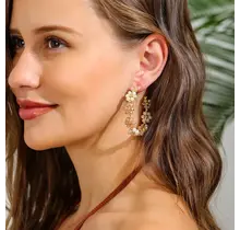 Goodies Label Bloemen Hoops Nude – Goudkleurig