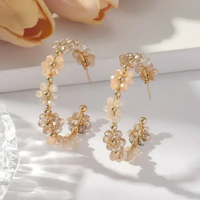 Goodies Label Bloemen Hoops Nude – Goudkleurig