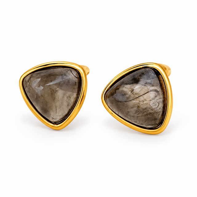 Goodies Label Geometric Studs Smoky Goudkleurig – Stainless Steel