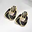 Goodies Label Goodies Label Enamel Statement Studs Zwart Goudkleurig – Stainless Steel
