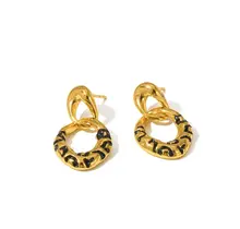 Goodies Label Black Enamel Drop Studs Goudkleurig – 28,6 mm