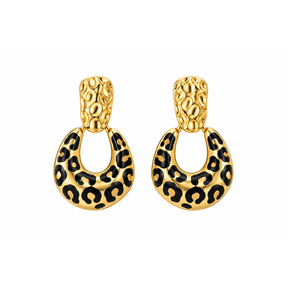 Goodies Label Leopard Drop Studs Goudkleurig – Stainless Steel