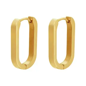 Goodies Label Large Square Hoops Goudkleurig – Stainless Steel