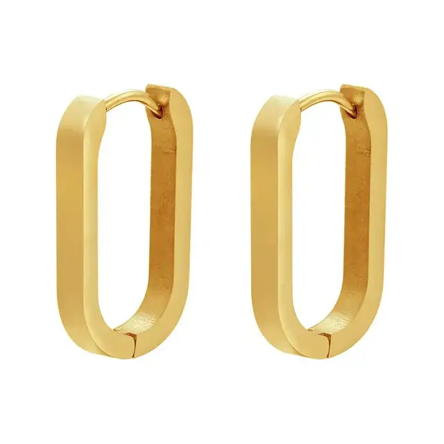 Goodies Label Large Square Hoops Goudkleurig – Stainless Steel
