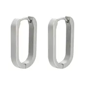 Goodies Label Large Square Hoops Zilverkleurig – Stainless Steel