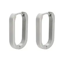 Goodies Label Large Square Hoops Zilverkleurig – Stainless Steel