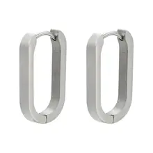 Goodies Label Large Square Hoops Zilverkleurig – Stainless Steel