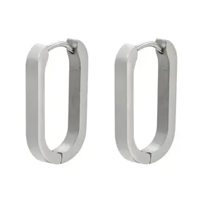 Goodies Label Large Square Hoops Zilverkleurig – Stainless Steel