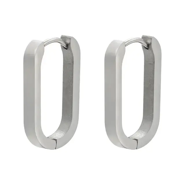 Goodies Label Large Square Hoops Zilverkleurig – Stainless Steel