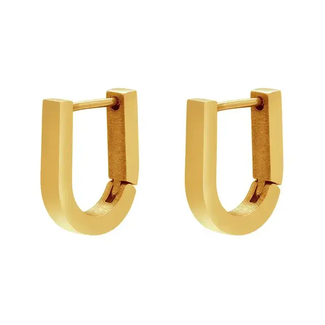 Goodies Label Small U-Shape Hoops Goudkleurig – Stainless Steel